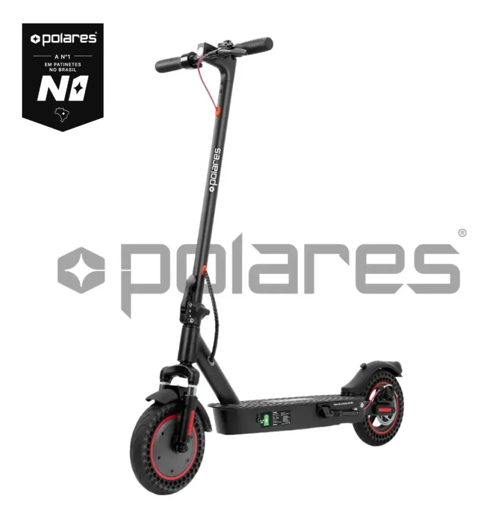 POLARES Z20PRO Patinete Elétrico Premium 500w Pneu Aderente Velocidade Máxima 32km/h Motorizado Até 30km De Autonomia Polares Cor Preto