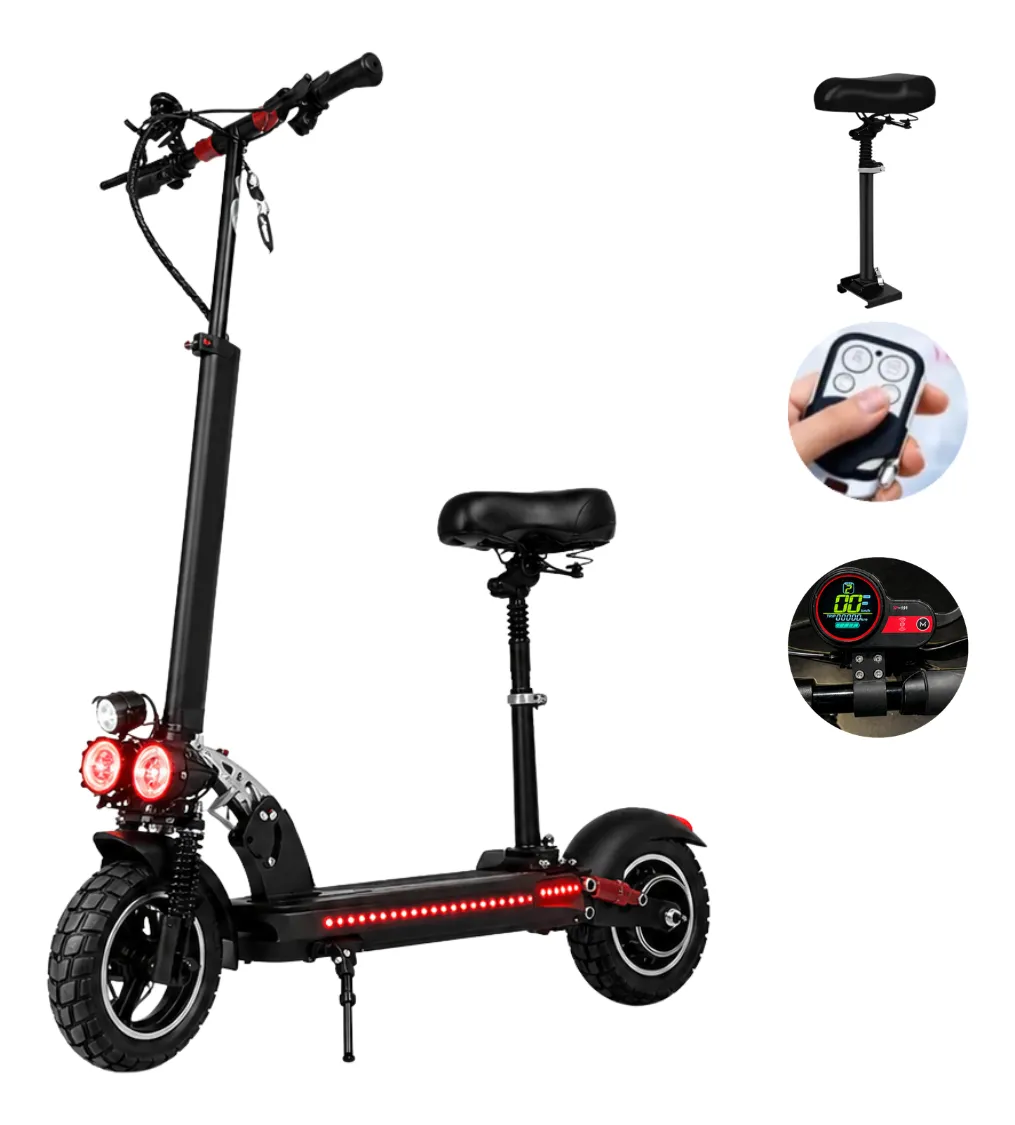 Patinete Scooter Elétrico C/ Banco Velocidade Até 40km 120kg
